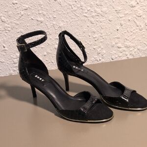 DKNY Black Croc-Embossed Heels
